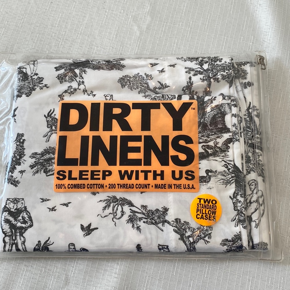 New Old Stock - Dirty Linens brand LGBTQ pair two standard pillowcases.